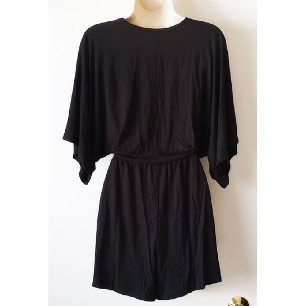 Topshop Plunge V-Neck Kimono Sleeve Jersey Romper 8 Black 14P01JBLK - Picture 3 of 11